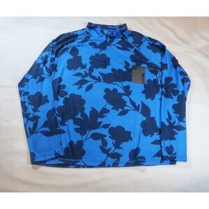 Gfore Pullover mens medium 1/4 Zip Blue Floral Pattern nwt Long Sleeve Racer
